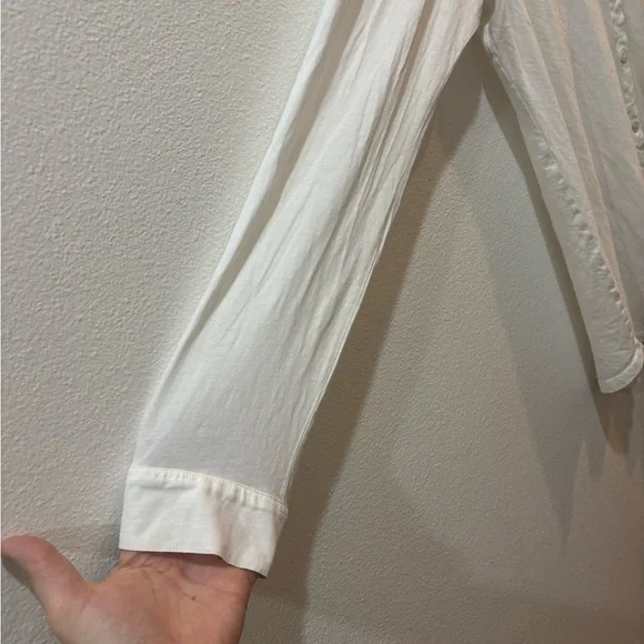 EILEEN FISHER Soft Jersey Button Front Shirt – White – Size Large - Picture 2 of 9